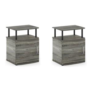 Pemberly Row Set of 2 Engineered Wood End Tables in French Oak Gray/Black