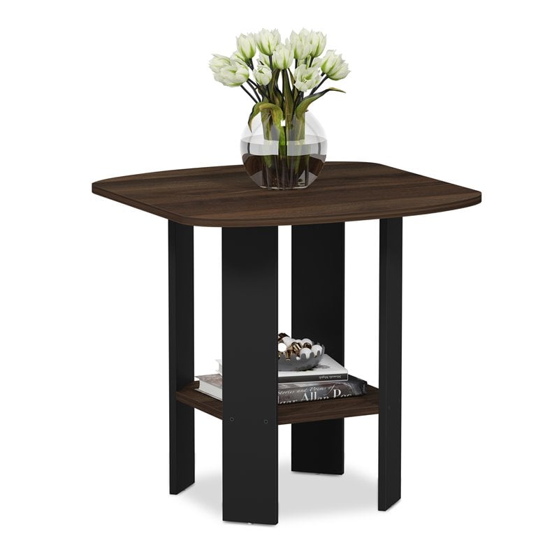 Pemberly Row Set of 2 Engineered Wood End Tables in Columbia Walnut/Black