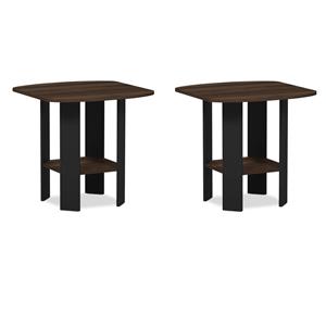Pemberly Row Set of 2 Engineered Wood End Tables in Columbia Walnut/Black
