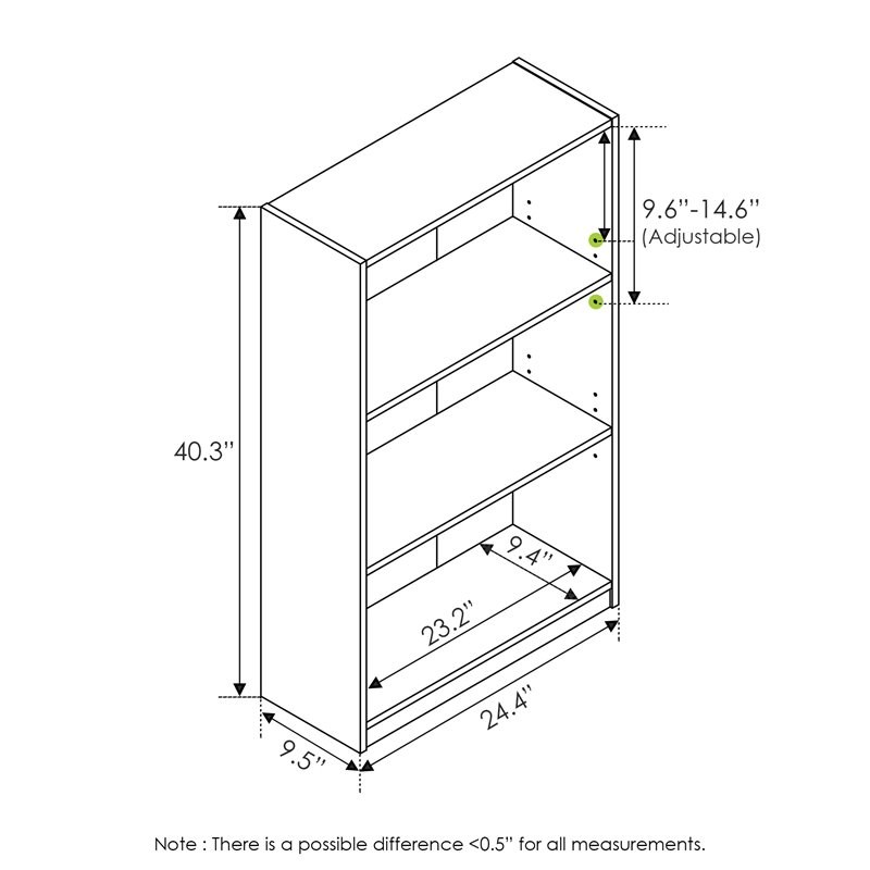 Pemberly Row Set of 2 Wood 3-Tier AdjusTables Shelf Bookcases in White
