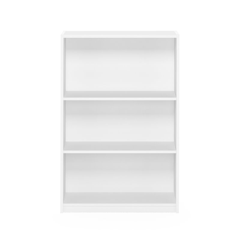 Pemberly Row Set of 2 Wood 3-Tier AdjusTables Shelf Bookcases in White