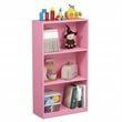 Pemberly Row Set of 2 Engineered Wood 3-Tier Bookcases Storage Shelves in Pink