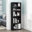 Pemberly Row Set of 2 Engineered Wood Simply Home 5-Shelf Bookcases in Black