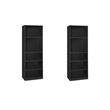 Pemberly Row Set of 2 Engineered Wood Simply Home 5-Shelf Bookcases in Black