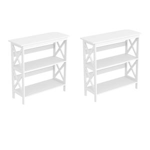 Pemberly Row Set of 2 Contemporary 32.50&quotH 3-Shelves Bookcases in White
