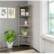 Pemberly Row Set of 2 4-tier Corner Traditional Wooden Bookcases in Washed Gray