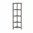 Pemberly Row Set of 2 4-tier Corner Traditional Wooden Bookcases in Washed Gray