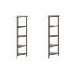 Pemberly Row Set of 2 4-tier Corner Traditional Wooden Bookcases in Washed Gray