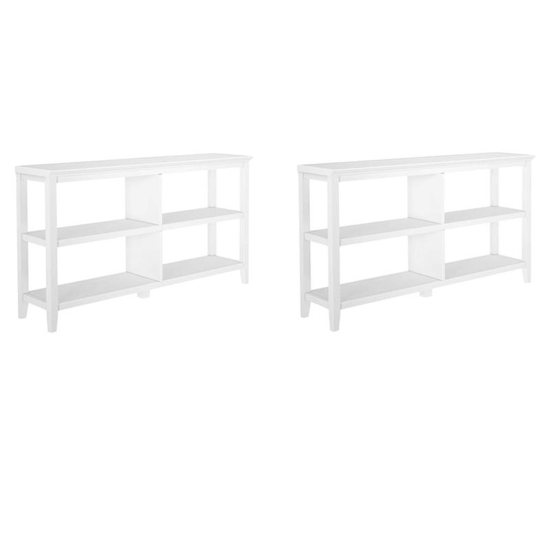 Pemberly Row Set of 2 2-tier Low Traditional Wooden Bookcases in White