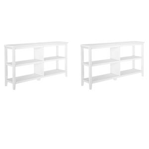 Pemberly Row Set of 2 2-tier Low Traditional Wooden Bookcases in White