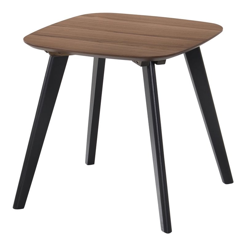 Pemberly Row Set of 2 Solid End Tables with Powder Coated Black Legs in Walnut