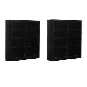 Pemberly Row Set of 2 48&quot Tall 8-Shelf Double Wide Wood Bookcases in Espresso