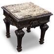 Pemberly Row Set of 2 Solid Wood and Faux Marble Top End Tables in Cherry
