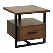 Pemberly Row Set of 2 Contemporary Metal 1-Drawer End Tables in Walnut