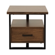 Pemberly Row Set of 2 Contemporary Metal 1-Drawer End Tables in Walnut