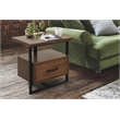 Pemberly Row Set of 2 Contemporary Metal 1-Drawer End Tables in Walnut