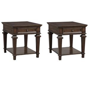 Pemberly Row Set of 2 23&quot x 28&quot Traditional Wooden End Tables in Espresso