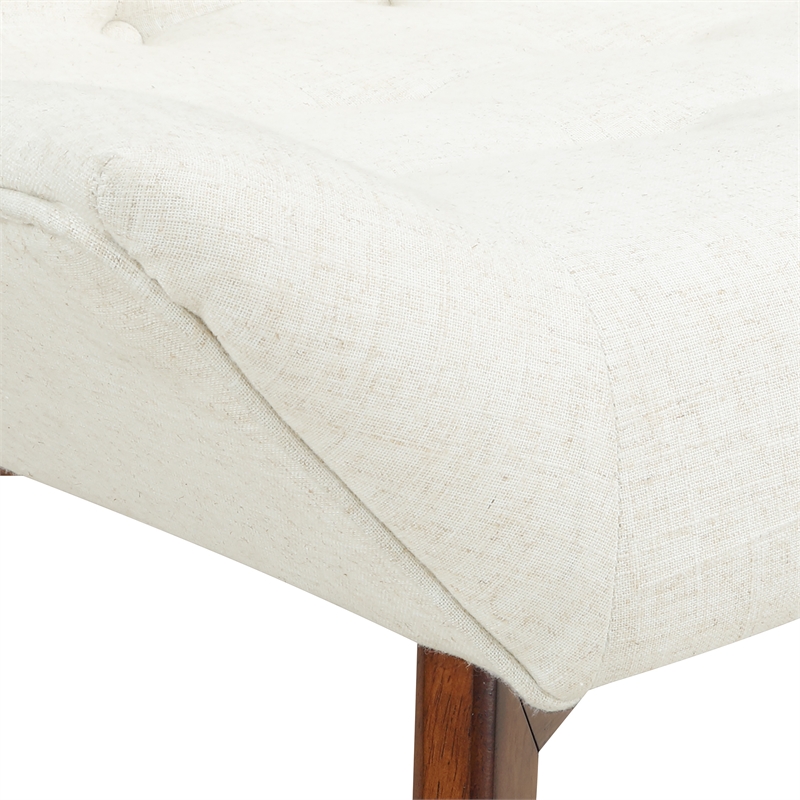 Pemberly Row Set of 2 Tufted Chairs in Linen Fabric with Coffee Legs