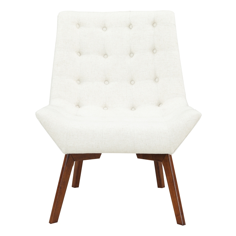 Pemberly Row Set of 2 Tufted Chairs in Linen Fabric with Coffee Legs