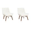 Pemberly Row Set of 2 Tufted Chairs in Linen Fabric with Coffee Legs