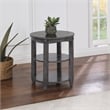 Pemberly Row Set of 2 3-Shelf Round End Tables in Slate Gray Wood