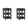 Pemberly Row Set of 2 3-Shelf Round End Tables in Slate Gray Wood
