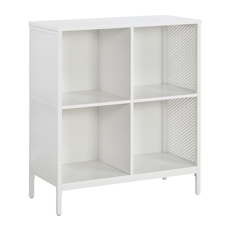 Pemberly Row Set of 2 4 Cube Storage/Bookcases in White Engineered Wood