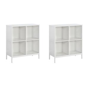 Pemberly Row Set of 2 4 Cube Storage/Bookcases in White Engineered Wood