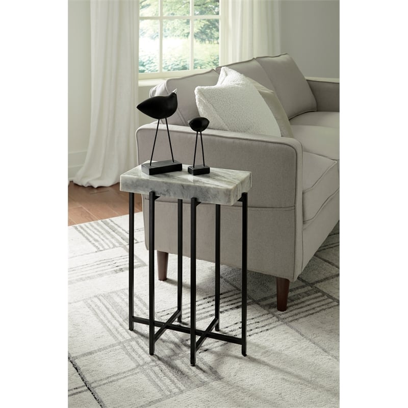 Pemberly Row Set of 2 White Genuine Marble Top 24-