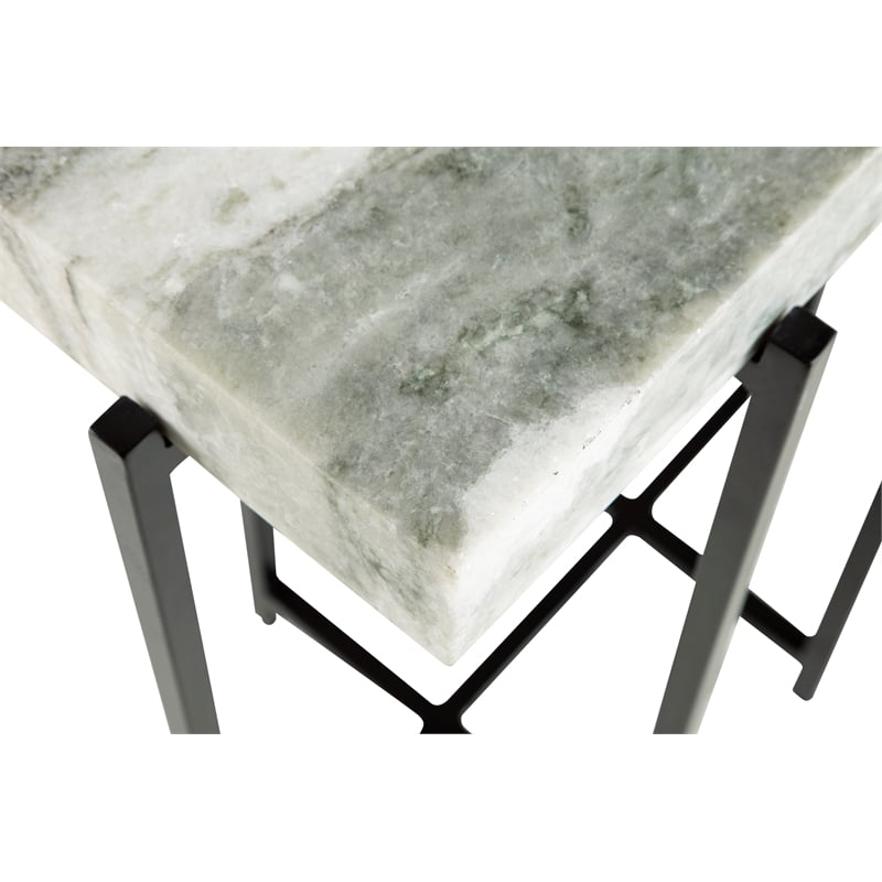 Pemberly Row Set of 2 White Genuine Marble Top 24-