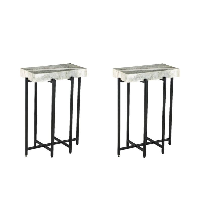 Pemberly Row Set of 2 White Genuine Marble Top 24-