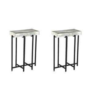 Pemberly Row Set of 2 White Genuine Marble Top 24-&quot Tall Accent End Tables