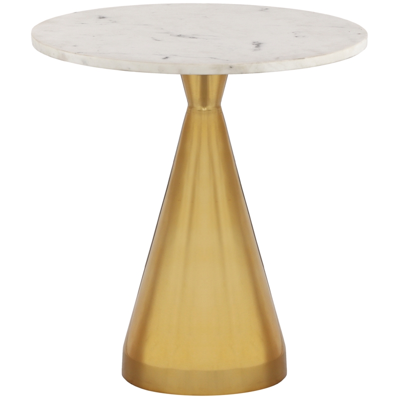 Pemberly Row Set of 2 Contemporary White Marble Top End Tables