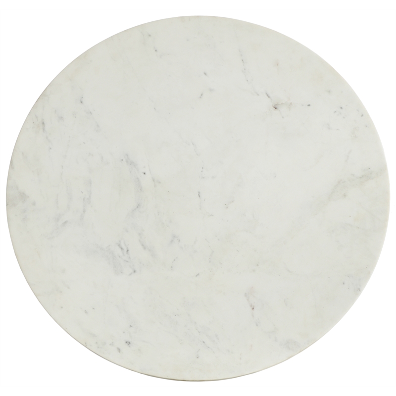 Pemberly Row Set of 2 Contemporary White Marble Top End Tables