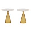Pemberly Row Set of 2 Contemporary White Marble Top End Tables