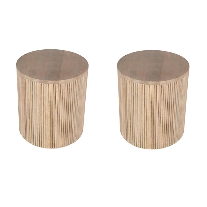 Pemberly Row Set of 2 Contemporary Wood End Tables in Natural