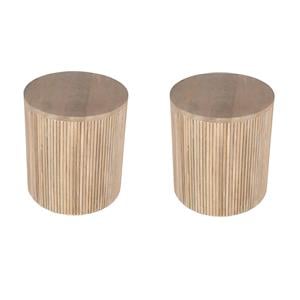 Pemberly Row Set of 2 Contemporary Wood End Tables in Natural
