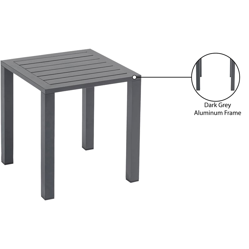 Pemberly Row Set of 2 Contemporary Outdoor Patio End Tables in Gray