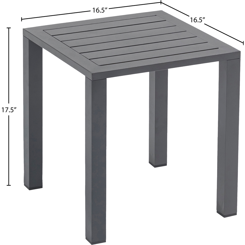 Pemberly Row Set of 2 Contemporary Outdoor Patio End Tables in Gray