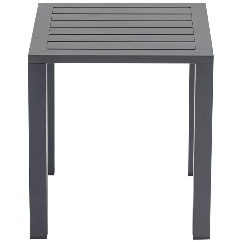 Pemberly Row Set of 2 Contemporary Outdoor Patio End Tables in Gray