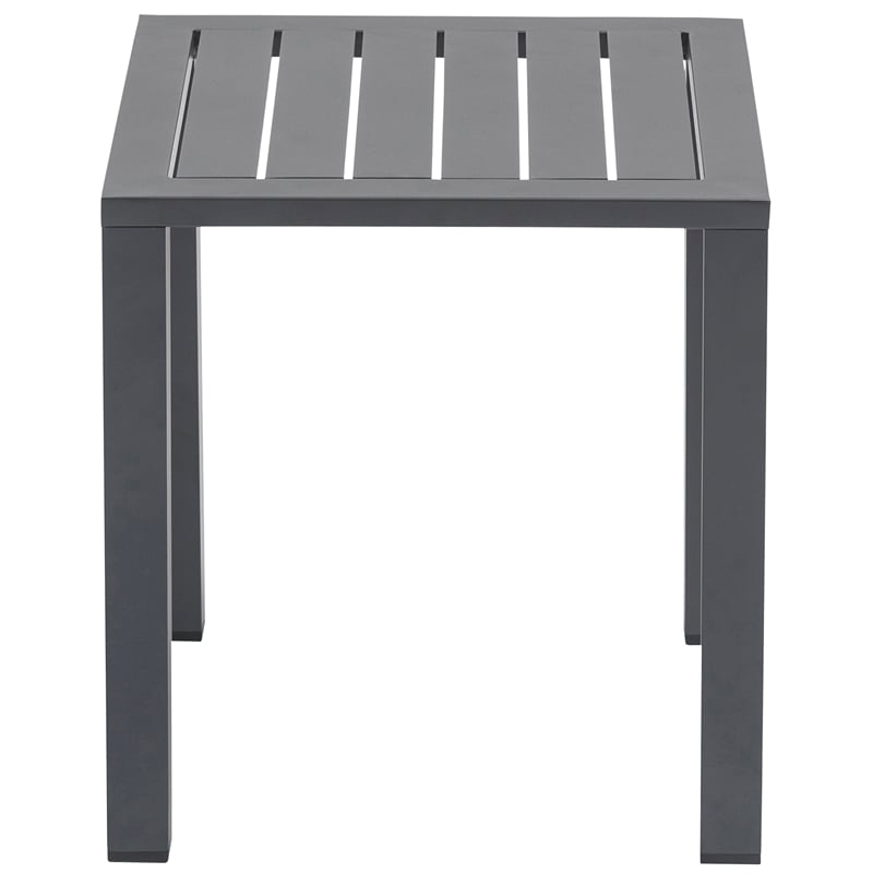 Pemberly Row Set of 2 Contemporary Outdoor Patio End Tables in Gray