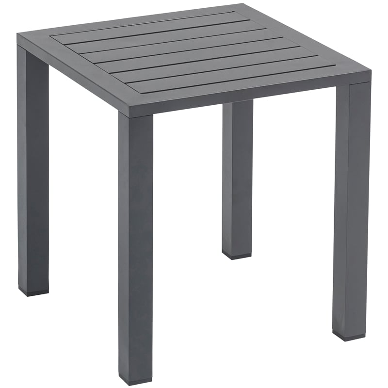 Pemberly Row Set of 2 Contemporary Outdoor Patio End Tables in Gray