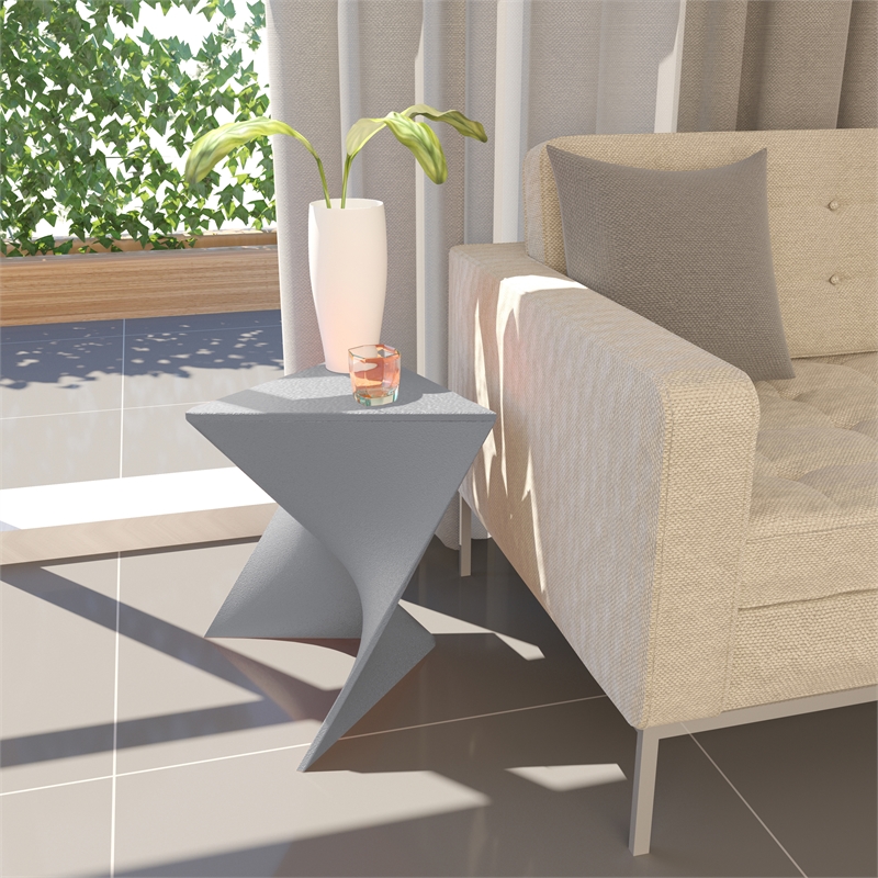 Pemberly Row Set of 2 Modern Plastic angle End Tables in Gray