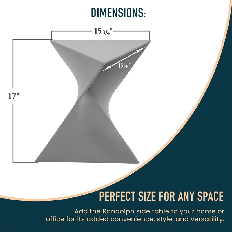Pemberly Row Set of 2 Modern Plastic angle End Tables in Gray