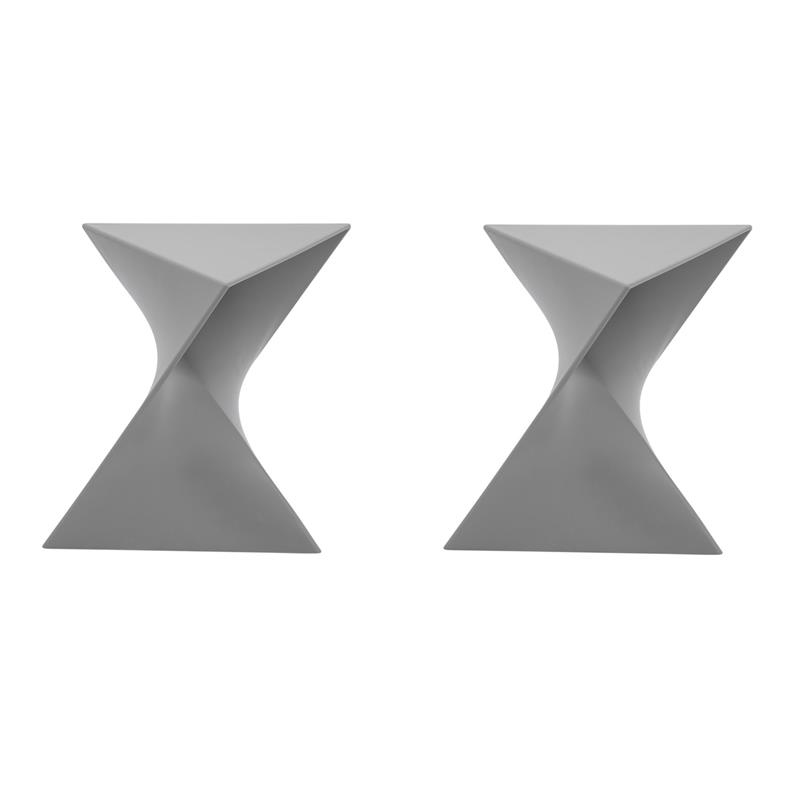 Pemberly Row Set of 2 Modern Plastic angle End Tables in Gray