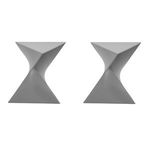 Pemberly Row Set of 2 Modern Plastic angle End Tables in Gray