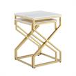 Pemberly Row Set of 2 Square Marble Top Nesting End Tables in Gold