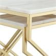 Pemberly Row Set of 2 Square Marble Top Nesting End Tables in Gold