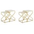 Pemberly Row Set of 2 Square Marble Top Nesting End Tables in Gold