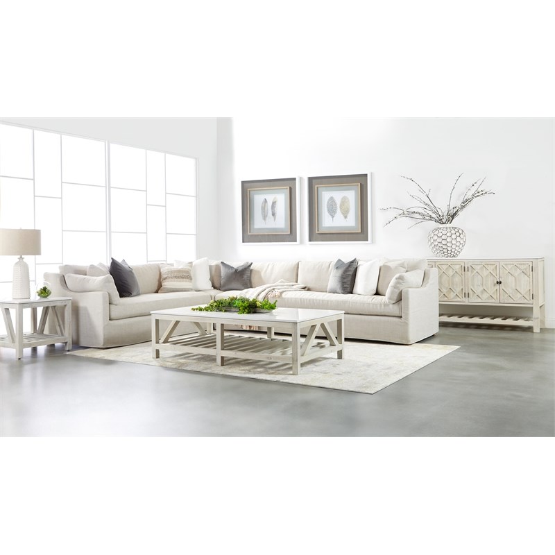 Pemberly Row Set of 2 Contemporary Spruce Wood End Tables in White Wash